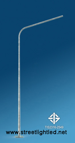 เสาโคมไฟถนน ปลายเรียวกิ่งเดี่ยว มอก. 2316-2549