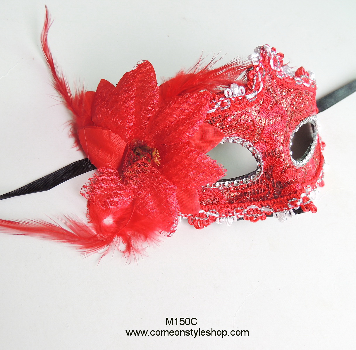 หน้ากากปาร์ตี้สไตล์เวนิสประดับดอกไม้ หน้ากากออกงาน ปาร์ตี้ การแสดง Fancy Masquerade 