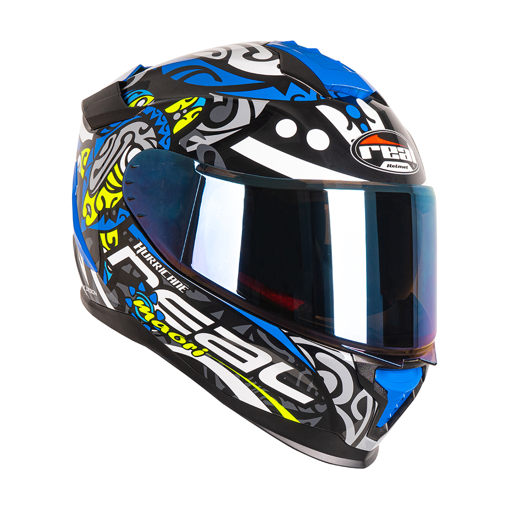 หมวกกันน็อคเต็มใบ หมวกกันน็อค Real Helmets รุ่น Hurricane Maori สีดำ-น้ำเงิน
