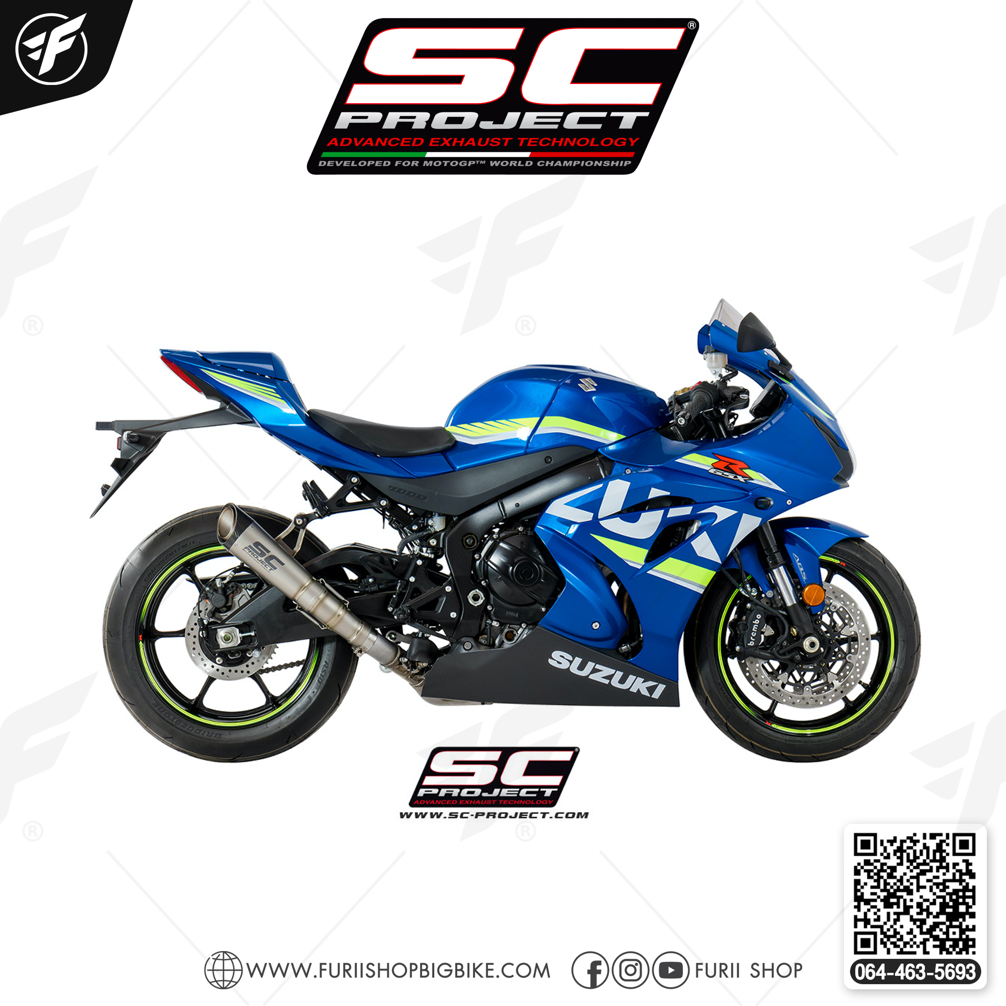 SUZUKI GSX-R1000 (2017 - 2020) S1 Muffler, Titanium, with Carbon fiber end cap