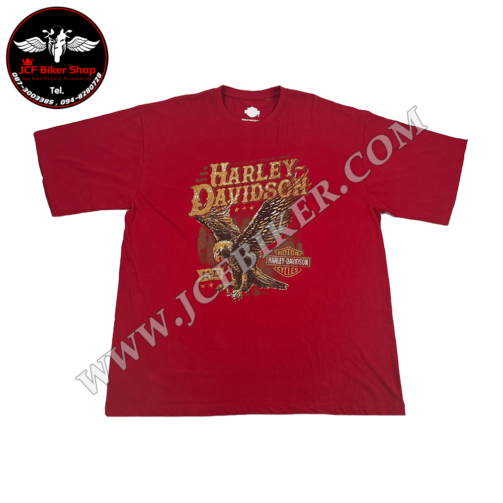 เสื้อยืดแขนสั้น H-D แนววินเทจ นกอินทรี แดง XXL
