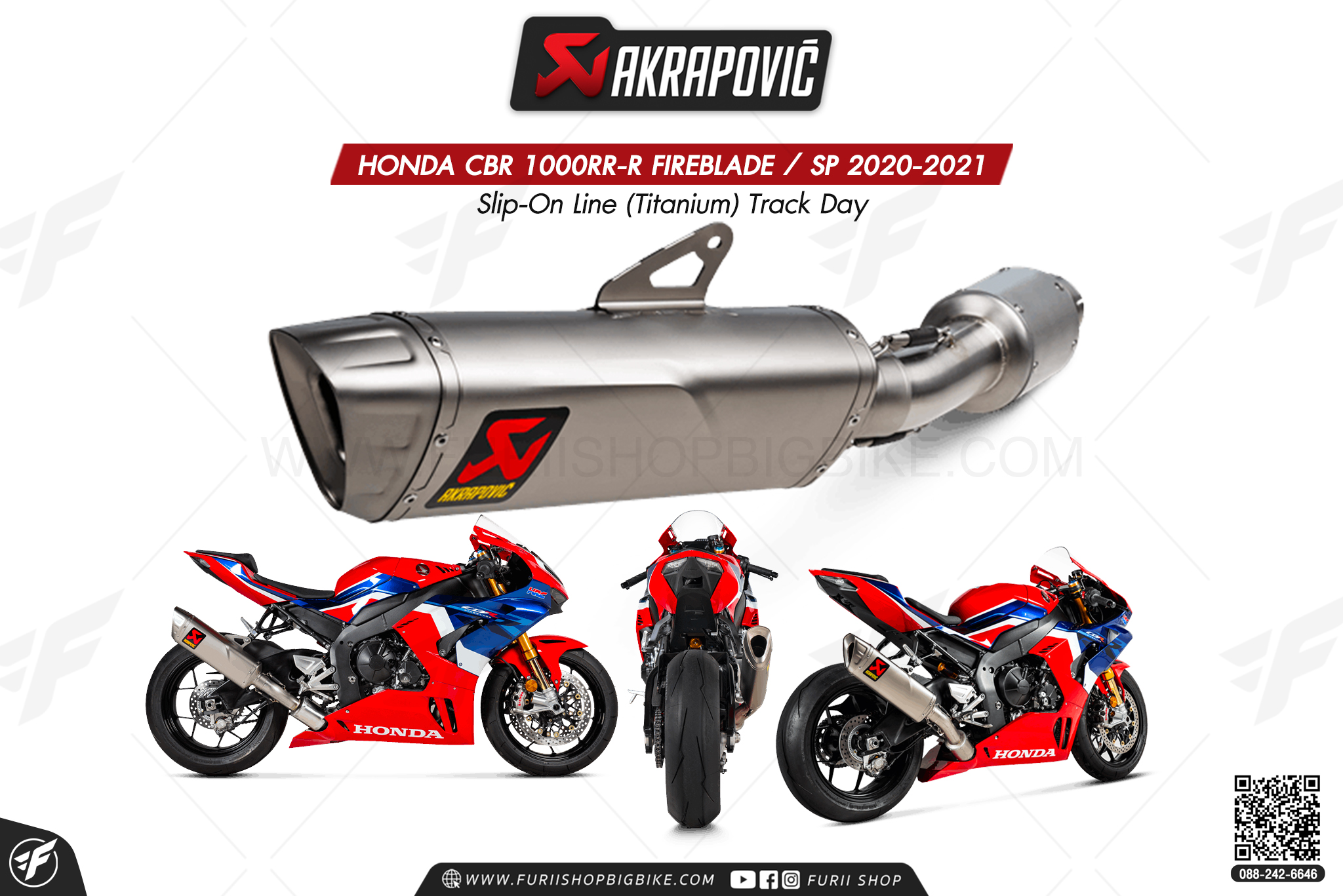 ท่อแต่ง Akrapovic Exhaust Slip-On Line (Titanium) GP ปลายดาบ HONDA CBR1000RR-R FIREBLADE / SP 2020-2021