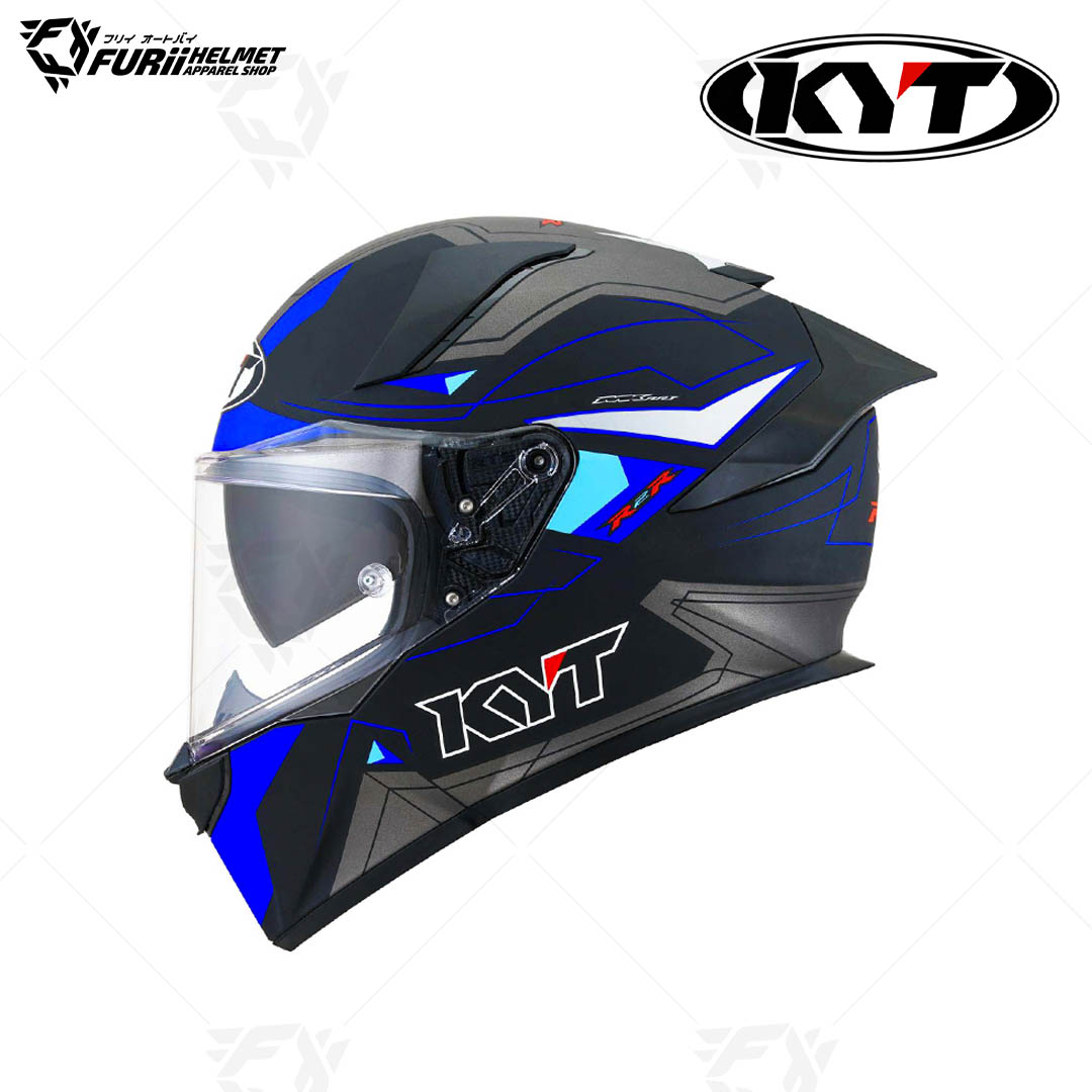 หมวกกันน็อค KYT : R2R PRO GRAPHICS LED MATT BLACK/BLUE