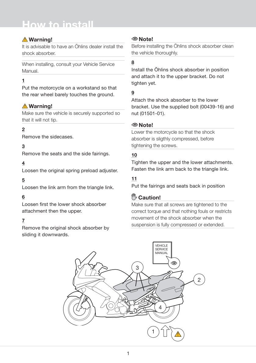 โช๊คหลังแต่ง Ohlins YA053 For Yamaha FJR 1300 ปี 2006-2012
