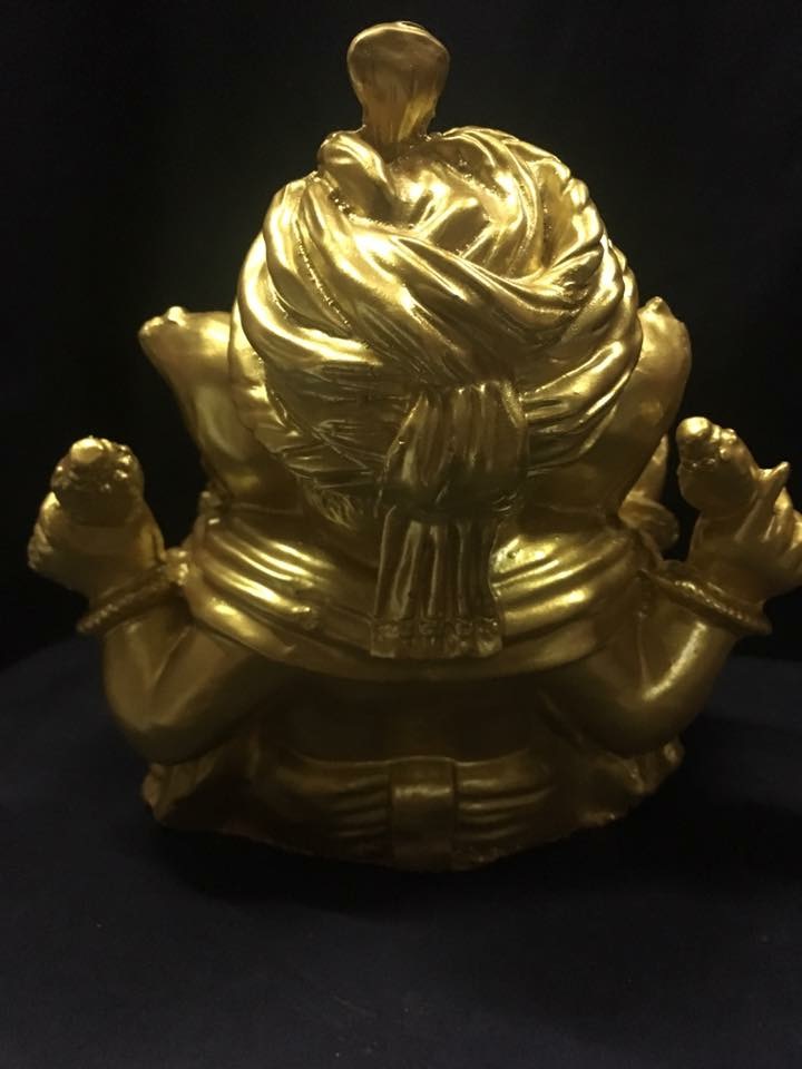 พระพิฆเนศ ปางประทานพร โพกผ้า เหมาะกับค้าขาย องค์สีทอง