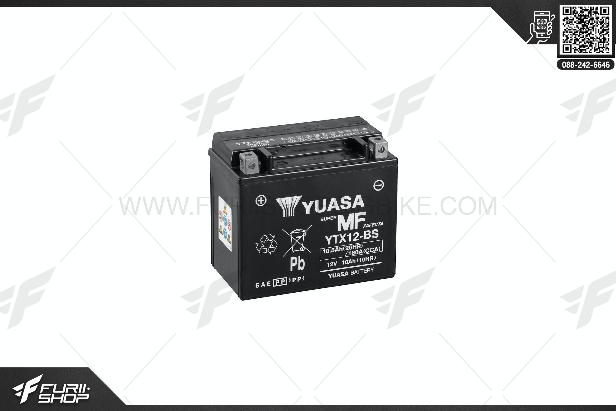 แบตเตอร์รี่ YUASA รหัส YTX12-BS FOR SUZUKI GSX1300R HAYABUSA (2008-2017)