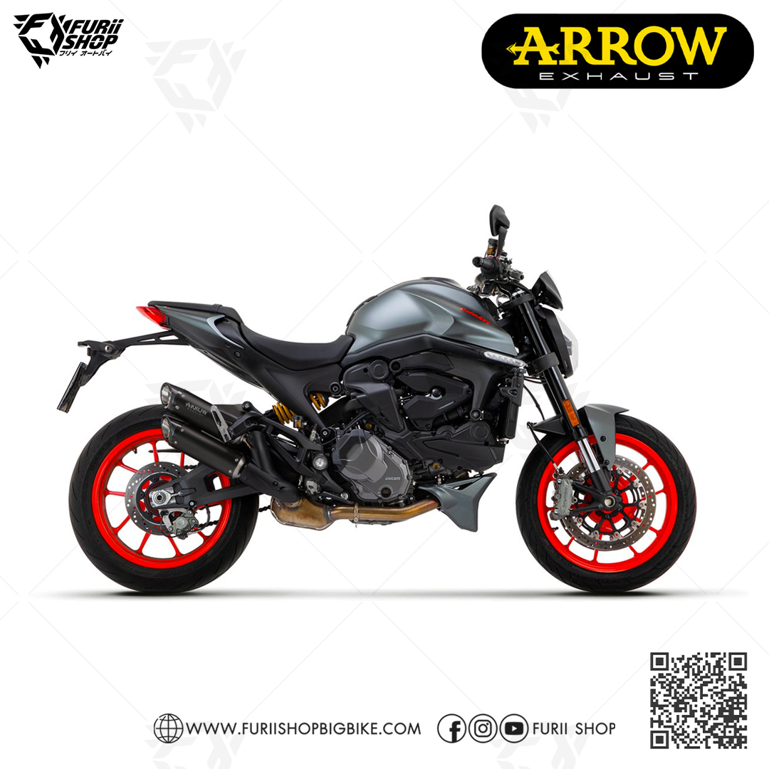 ท่อมอเตอร์ไซค์ Arrow Slip on Twin Black Titanium : for Ducati Hypermotard 950 2019-2022