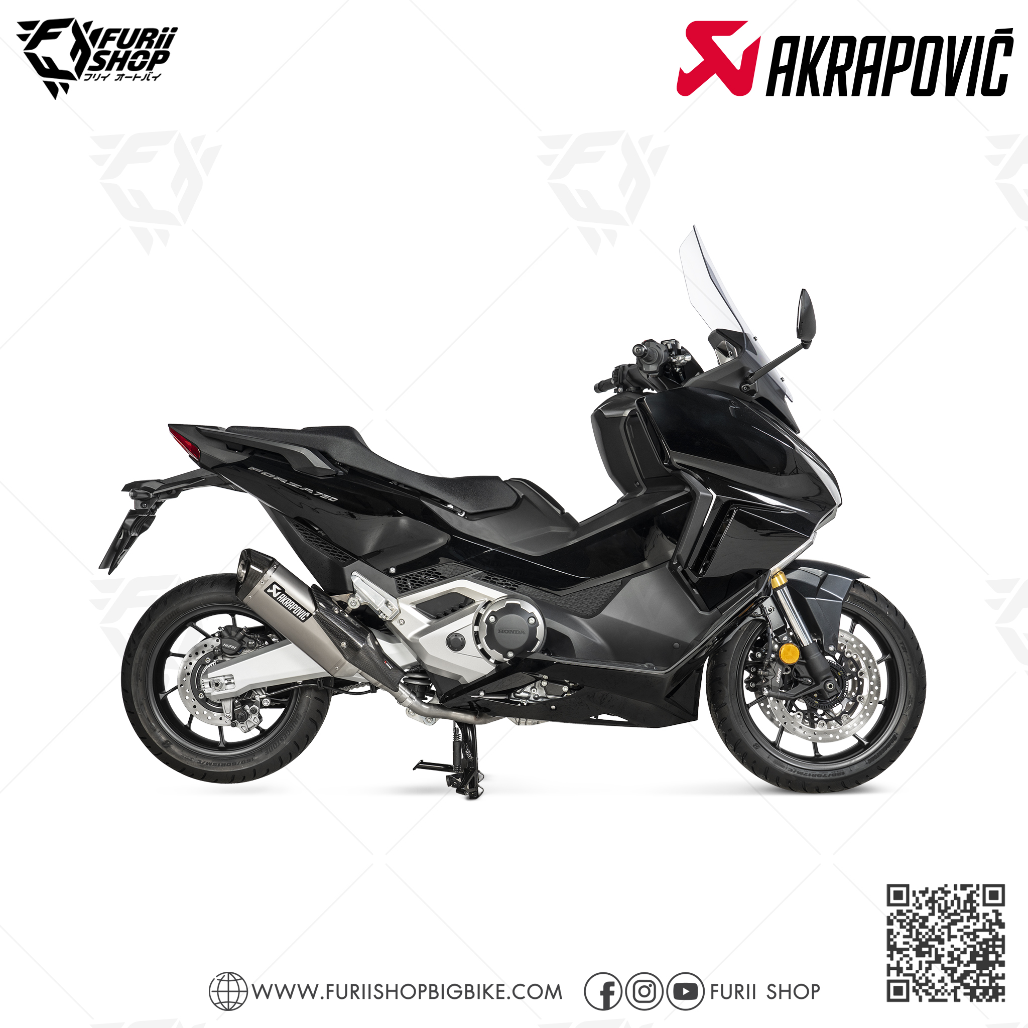 ท่อมอเตอร์ไซค์ Akrapovic Slip on Titanium : for Honda Forza750 2021-2022