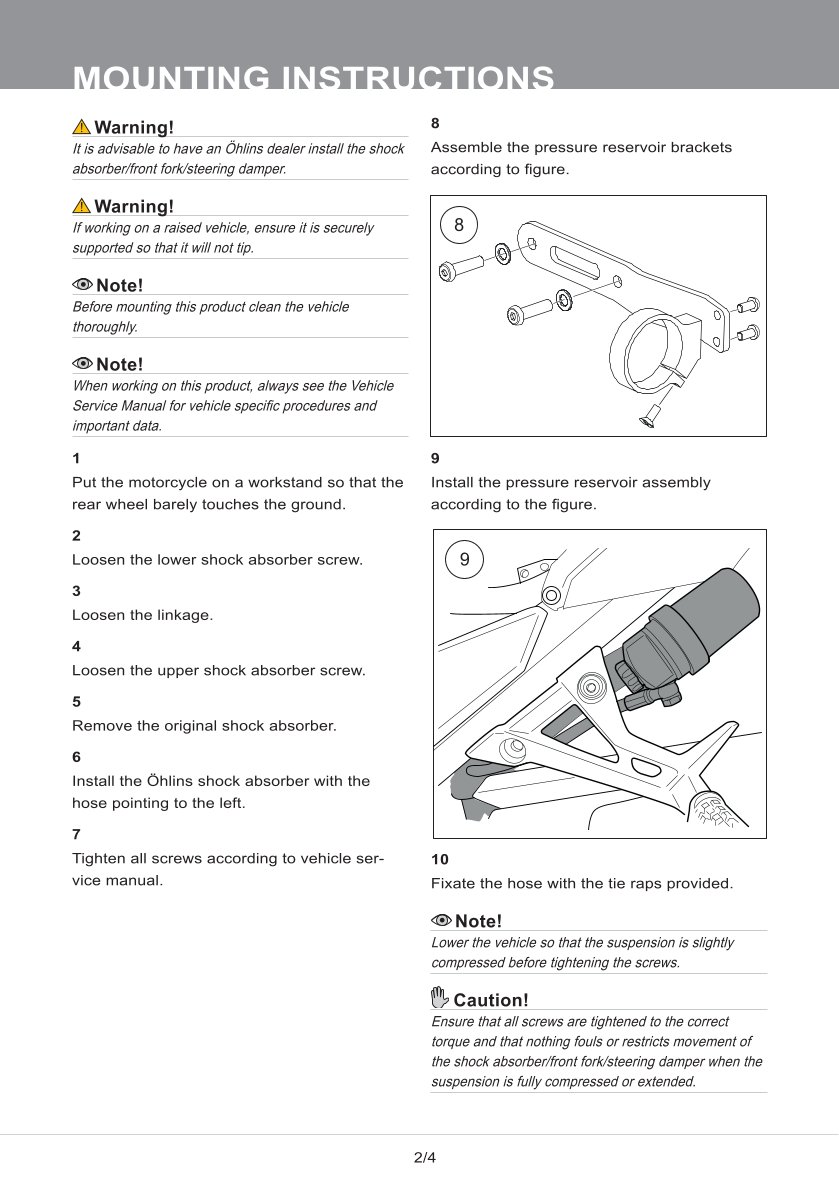 โช๊คหลัง OHLINS Sweden KA841 For Kawasaki Ninja250R 2009-2016
