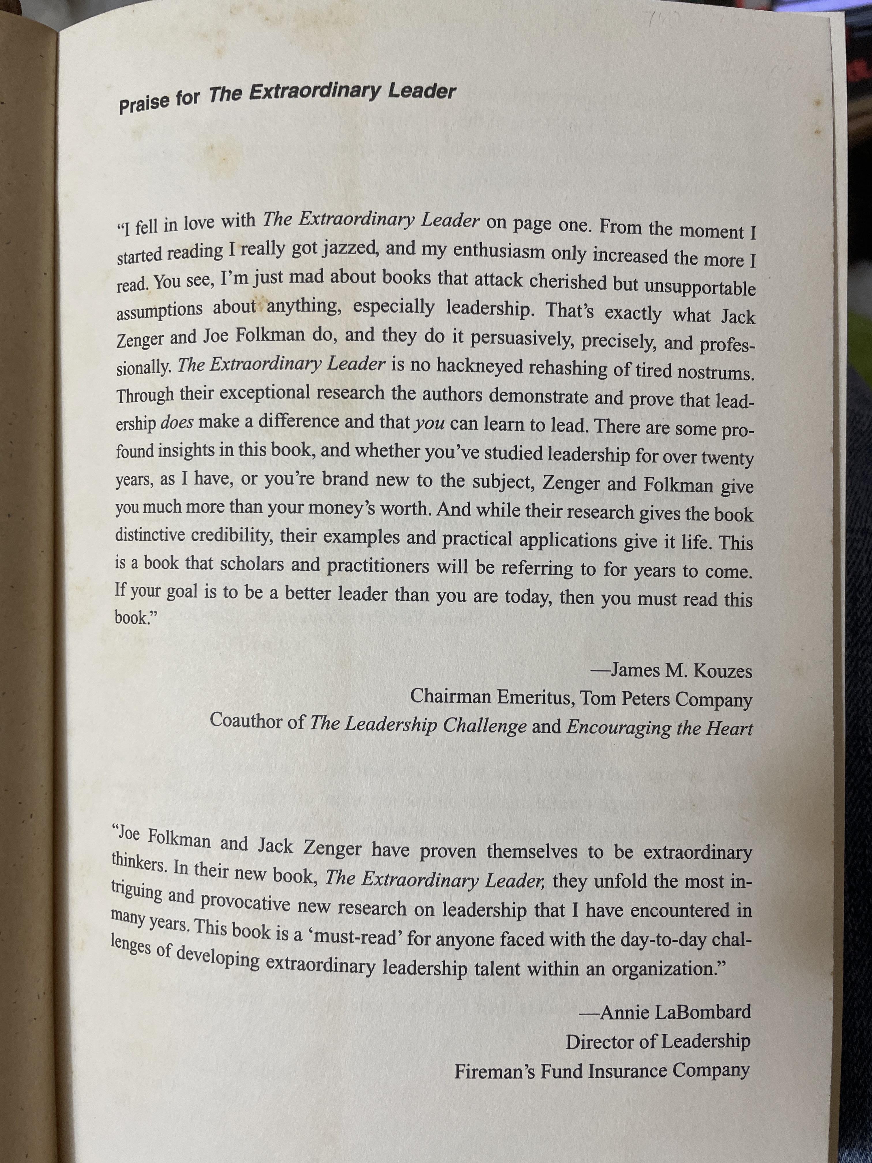 THE EXTRAORDiRY LEADER TURNING GOOD MANAGERS. INTO GREAT LEADERS. ผู้เขียน John H.Zenger & Joseph Folkman 3 กก.