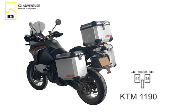 กล่องข้าง ปี๊บข้าง 2 ใบ พร้อมแร็ค K2 PRO 41L หลบท่อ,46L หลบท่อ FOR KTM 1190 ADV ท่อแต่ง ท่อสูตร ท่อบิ๊กไบค์ ท่อBigbike ท่อไอเสีย