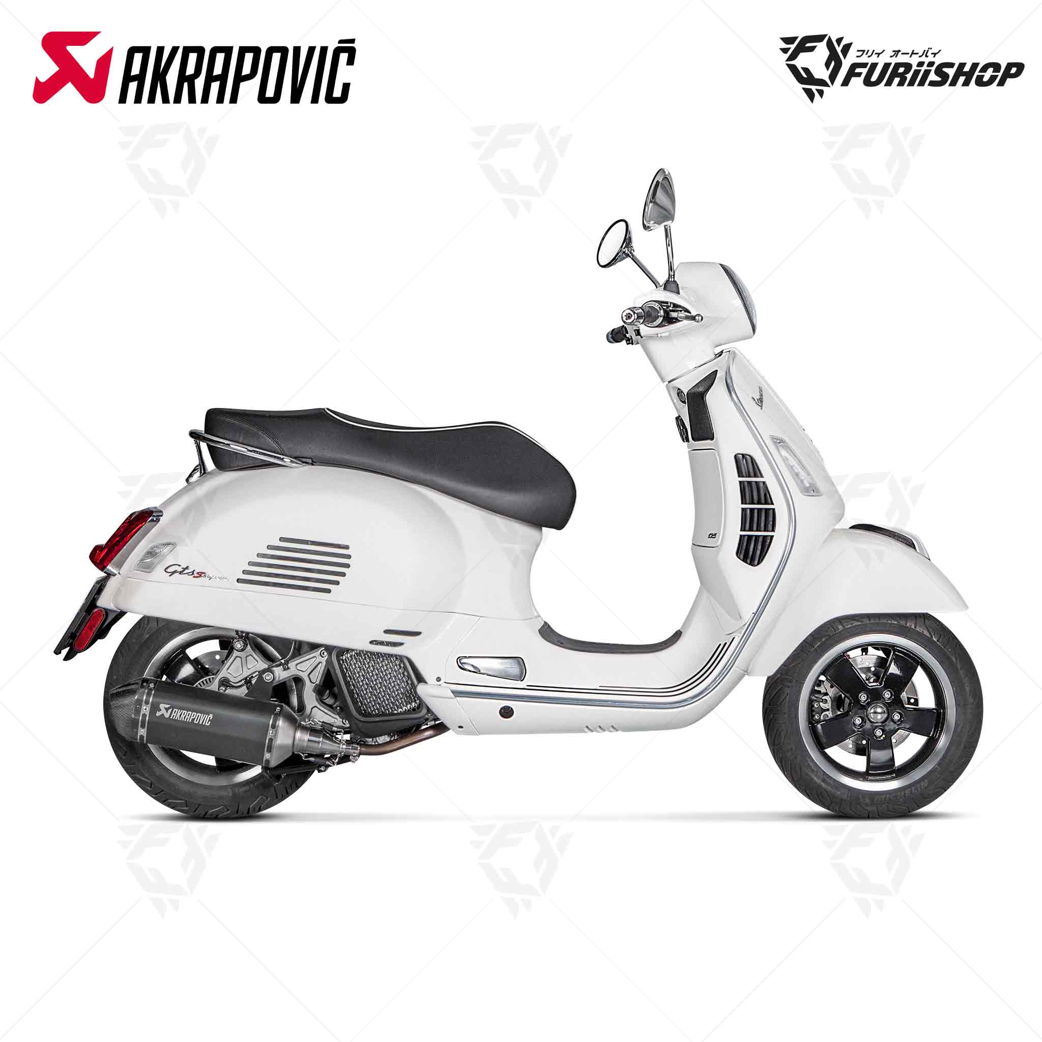 ท่อแต่ง Akrapovic Slip on Black for Vespa GTS150 I GET 4V 18-21