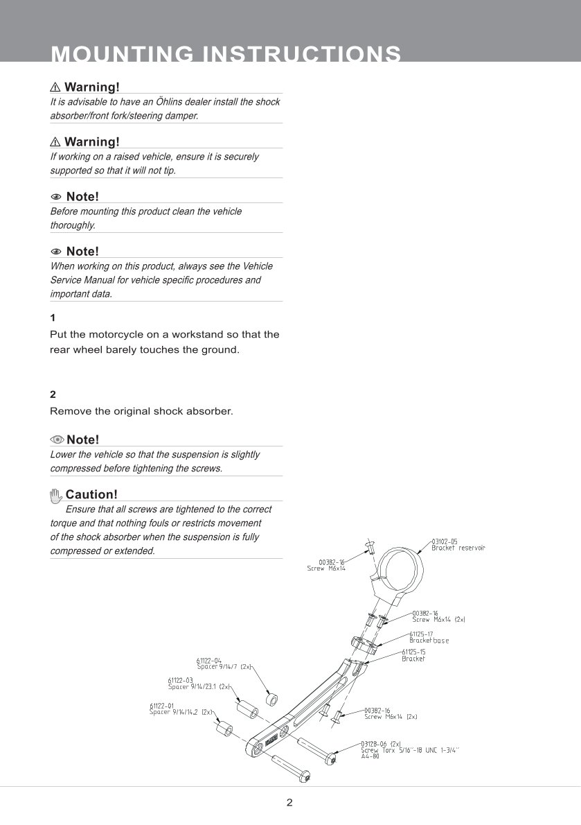 โช๊คหลังแต่ง Ohlins HD778 For Harley-Davidson FL Touring (Road King, Street Glide, Electra Glide etc) 12" ปี 2014-2024