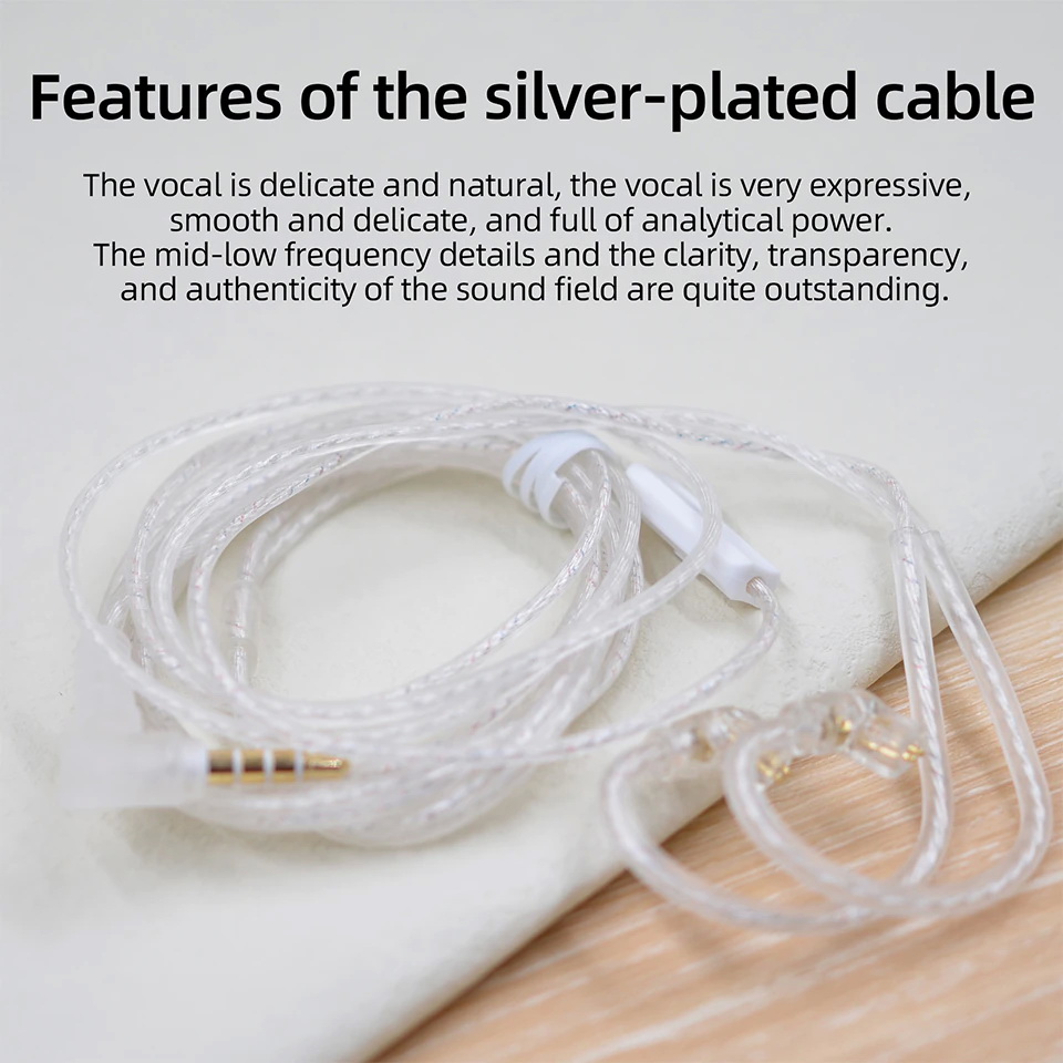 ขาย KZ New Silver สายอัพเกรดหูฟังชุบเงินถัก สาย Flat รุ่นล่าสุด