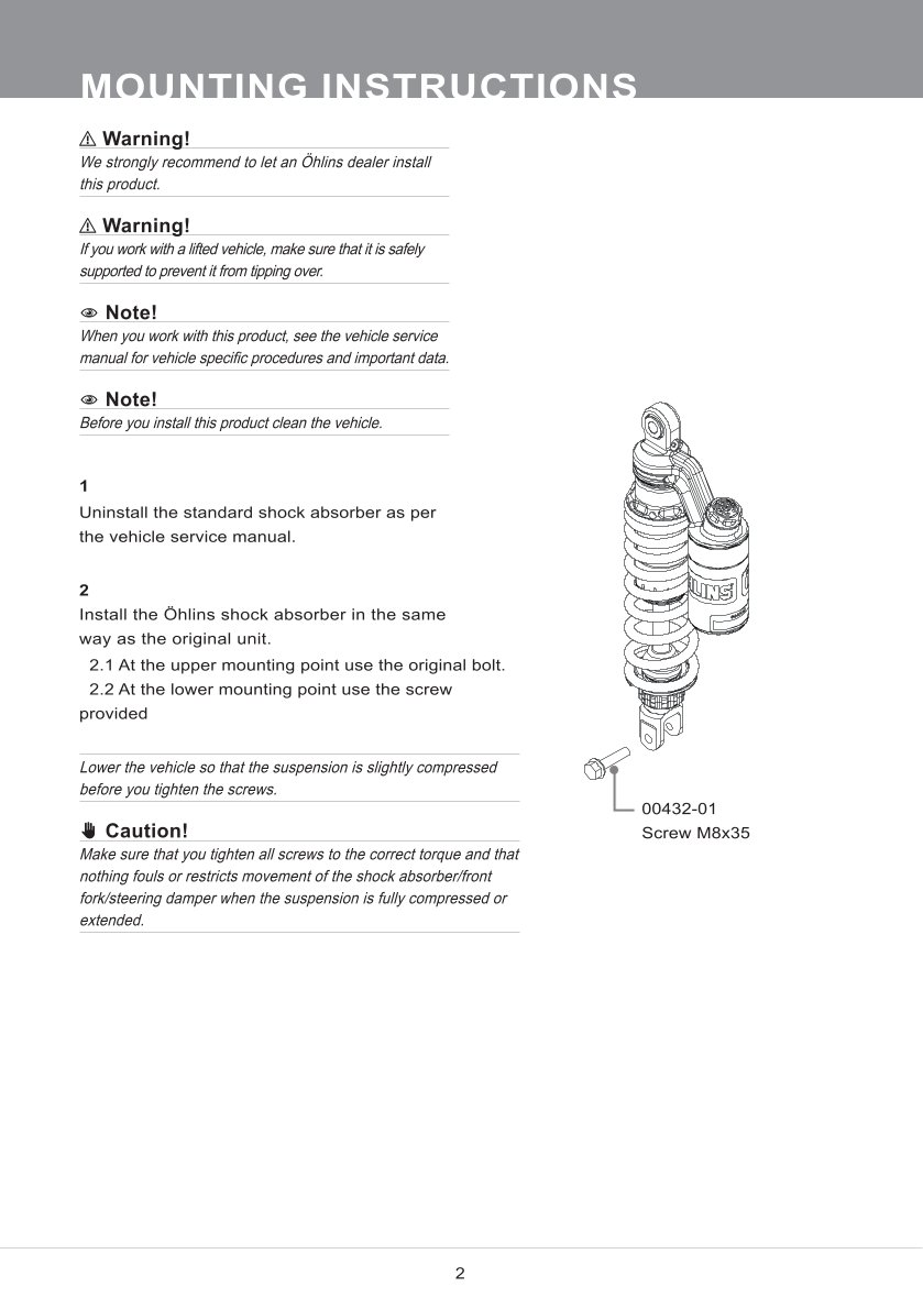 โช๊คหลังแต่ง Ohlins HO173 For Honda SH Mode 125 ปี 2022-2023