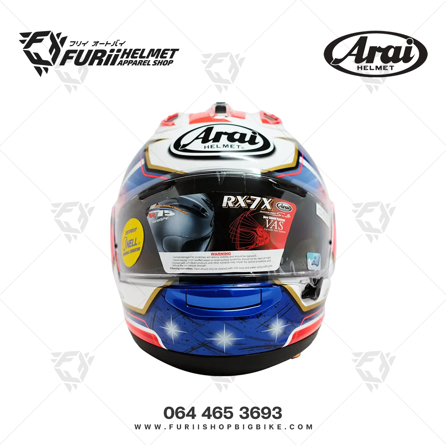 หมวกกันน็อคเต็มใบ Arai : RX-7V EVO Pedrosa Spirit Blue