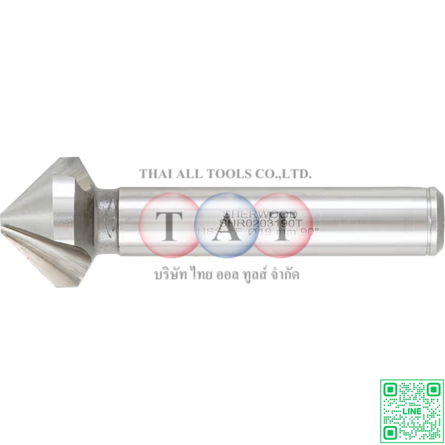 Sherwood 90°, Countersink, 19mm, Straight Shank, 3 fl, Cobalt High Speed Steel SHR0203190T