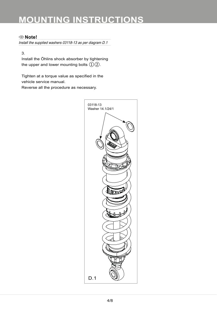 โช๊คหลังแต่ง Ohlins RE912 For Royal Enfield Continental GT 650 ปี 2019-2021