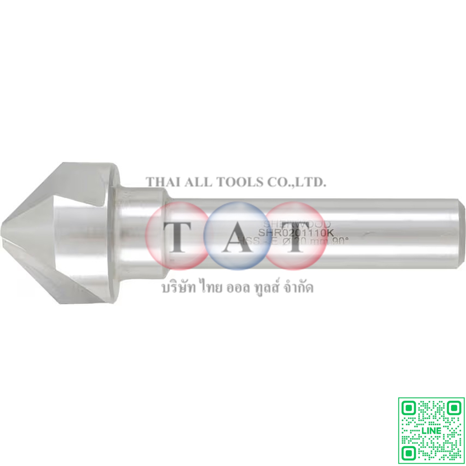 Sherwood 90°, Countersink, 20mm, Straight Shank, 3 fl, Cobalt High Speed Steel SHR0201110K
