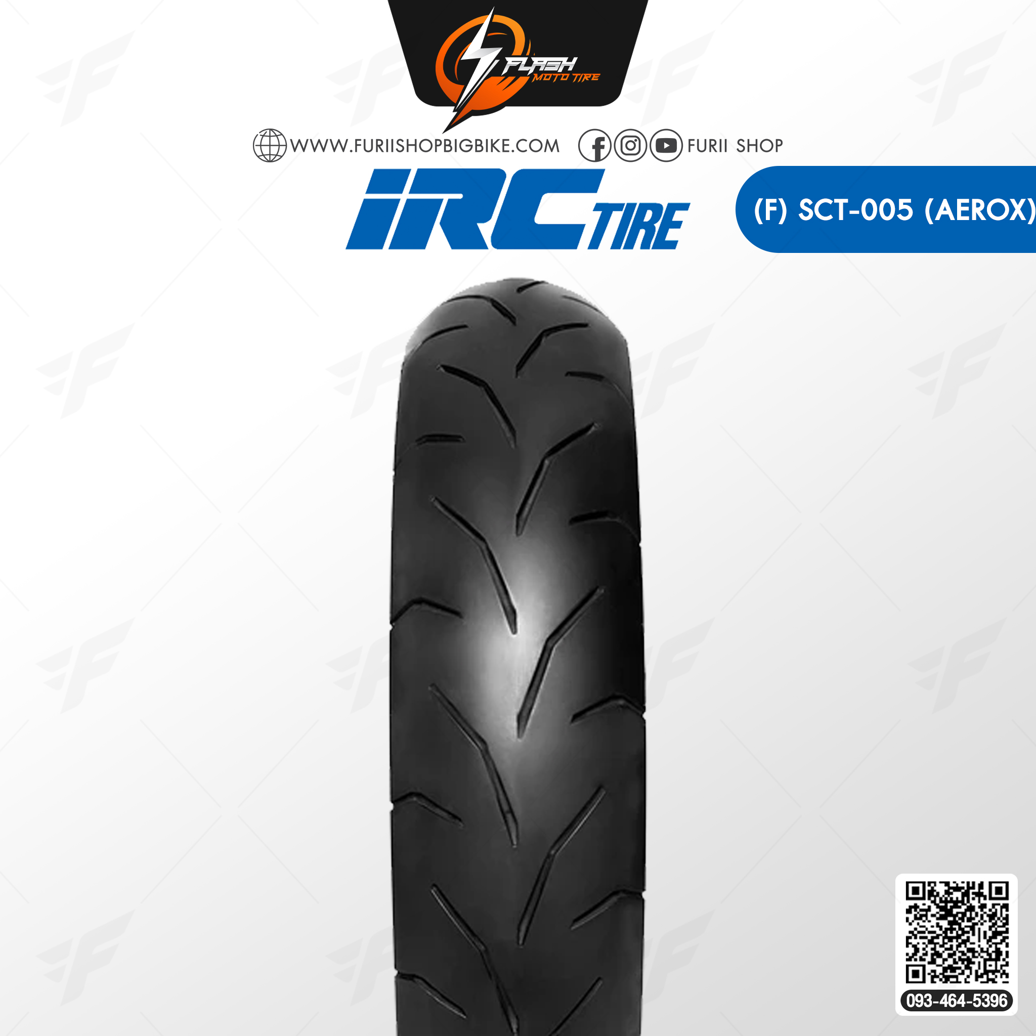 ยางมอเตอร์ไซค์ ยางนอก IRC SCT-005 T/L (Aerox) ยางหน้า : 110/80-14
