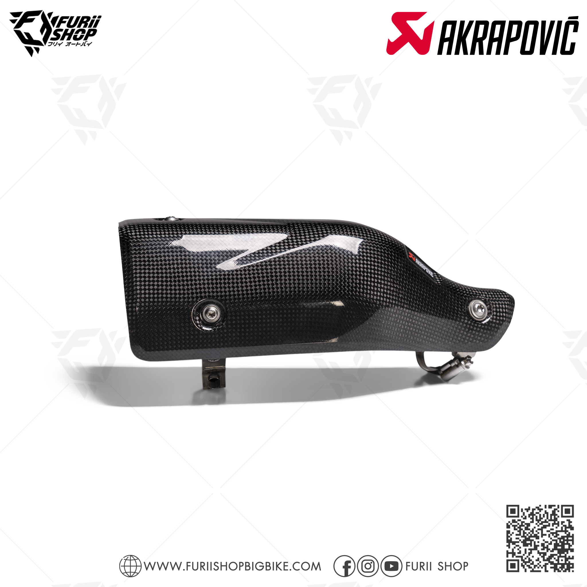 การ์ดท่อมอเตอร์ไซค์ Akrapovic Carbon Heat Guard For Catalytic : for Slip on Black New Shape (2รู) Catalytic (Honda Forza300ABS 2018-2019/ForzaABS 350 2020-2022)