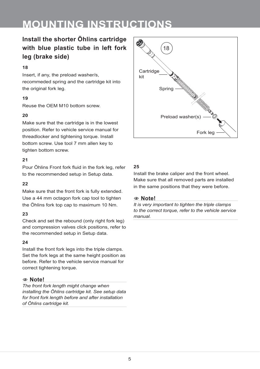 สปริงโช้คหน้า Ohlins FCX0101 For Husqvarna TC 85 14"/17" 2018-2023