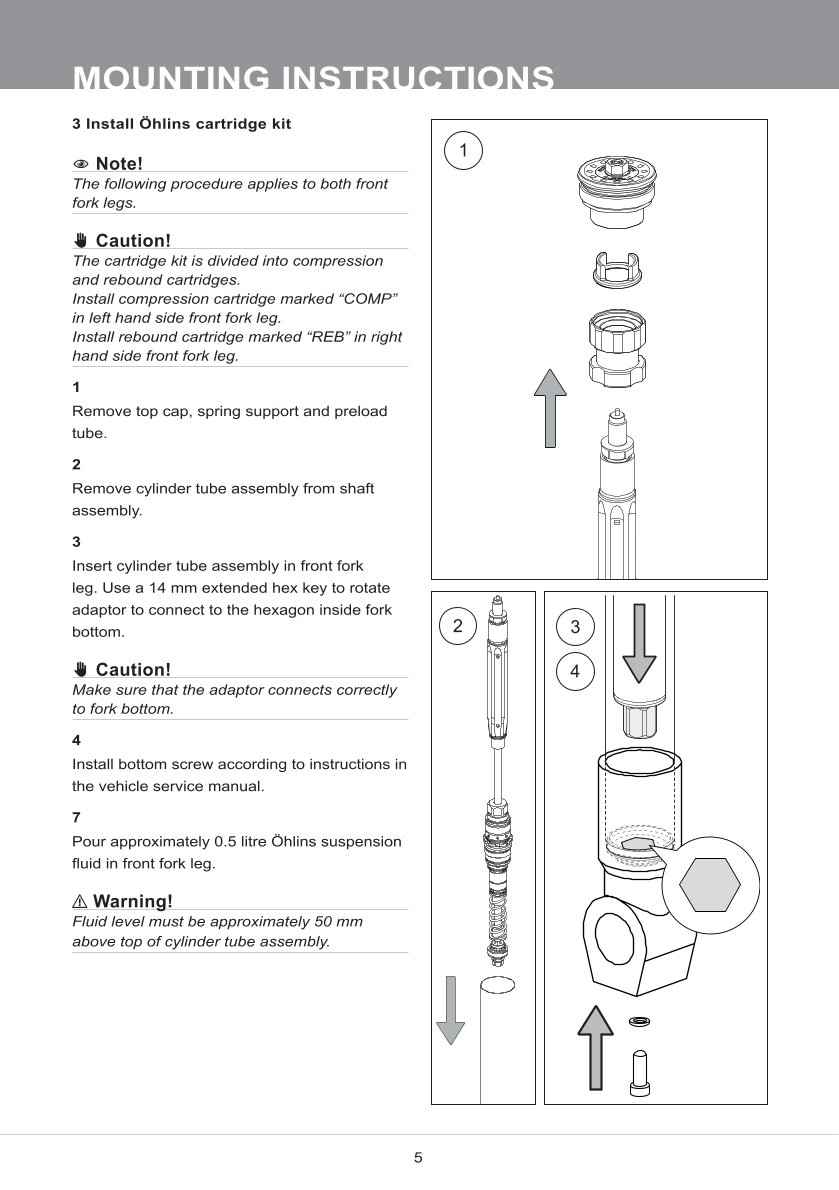 สปริงโช้คหน้า Ohlins FKR122 For BMW S 1000 RR 2019-2023