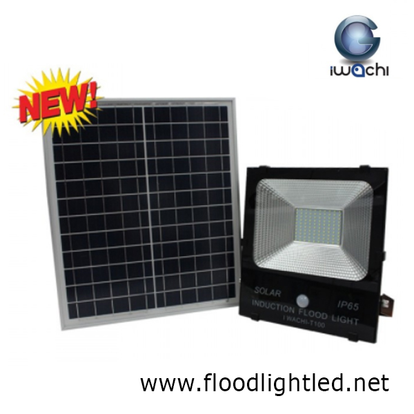 สปอร์ตไลท์ LED โซล่าเซลล์ 100w ยี่ห้อ Iwachi (แสงส้ม)
