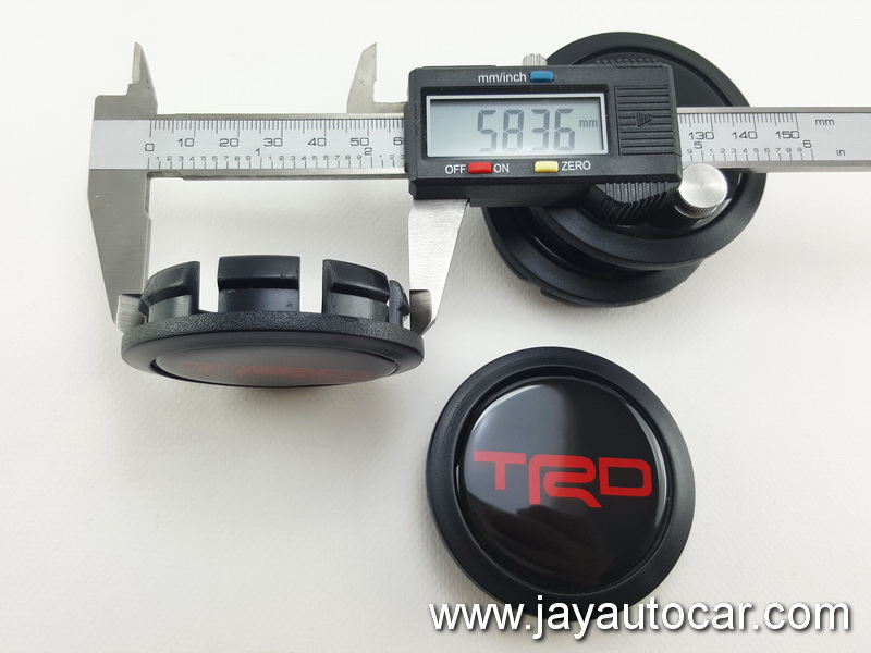 ฝาล้อรถยนต์ สีดำ สำหรับ ล้อแม็ก สติ๊กเกอร์ TRD ขนาด 58 มิล 1ชุด 4ชิ้น 58mm.