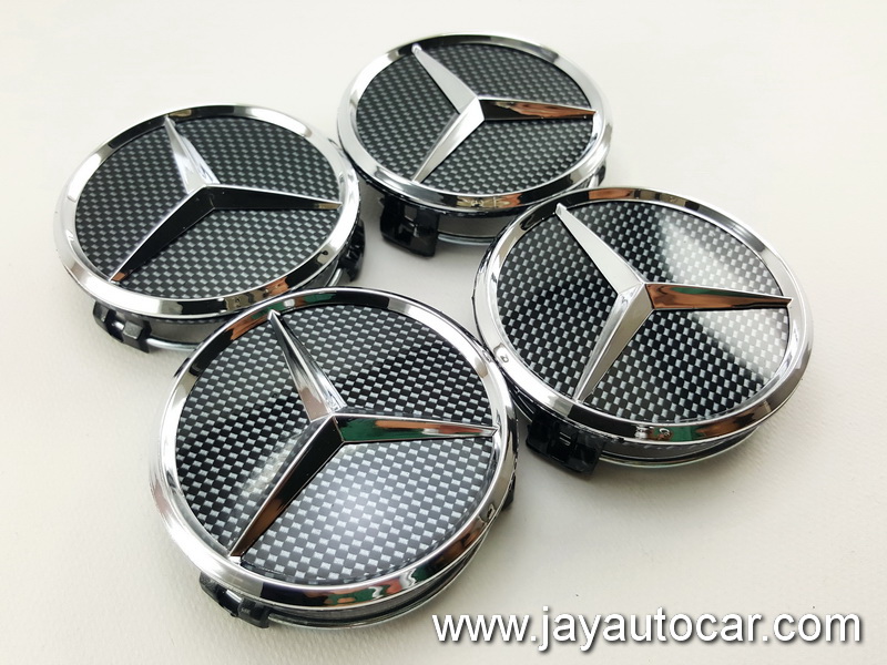 ฝาล้อรถยนต์ สำหรับ ล้อแม็ก BENZ ลายเคฟล่า ขนาด มาตรฐาน 1ชุด 4ชิ้น