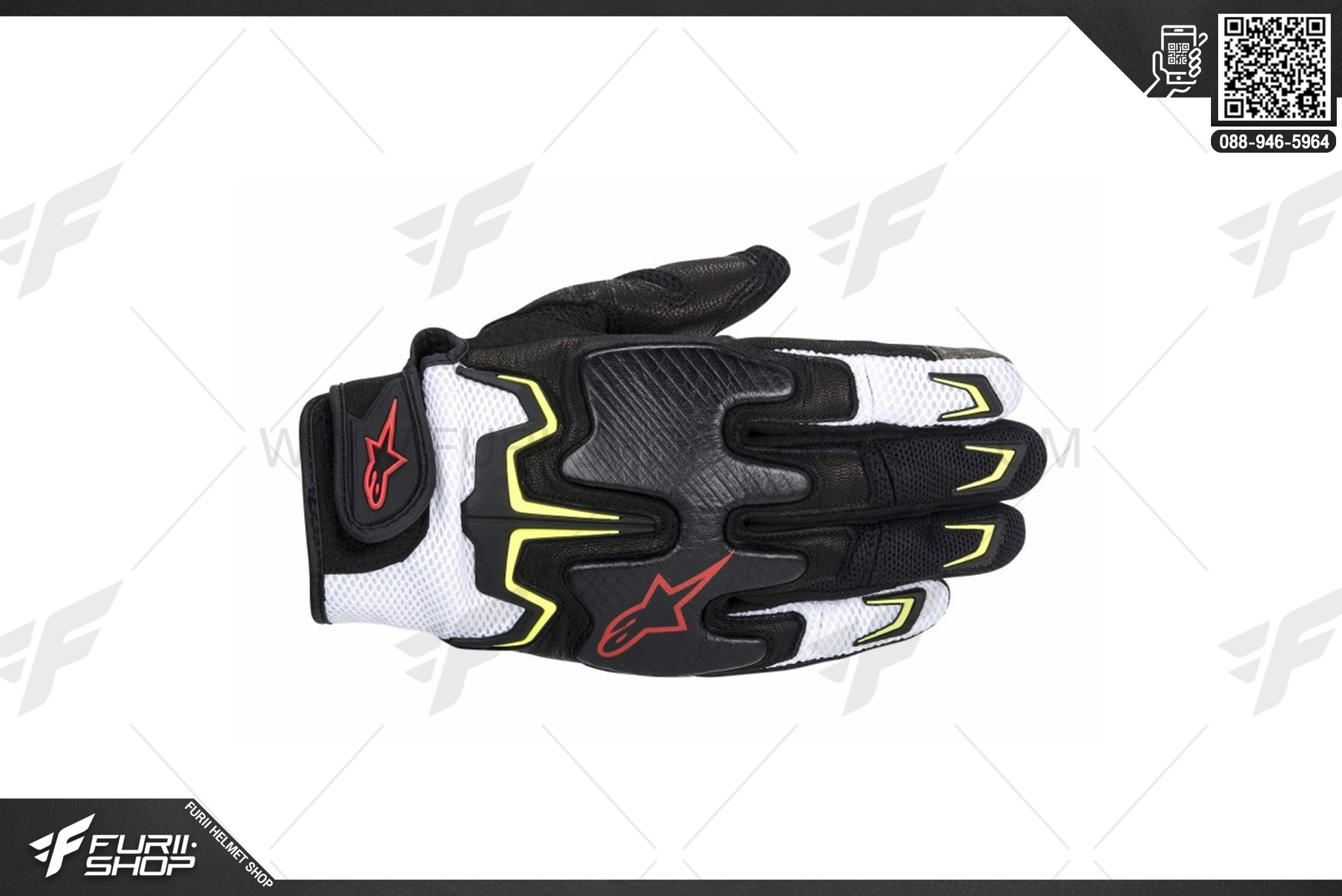 ถุงมือ ALPINESTARS FIGHTER ดำขาวเหลืองแดง