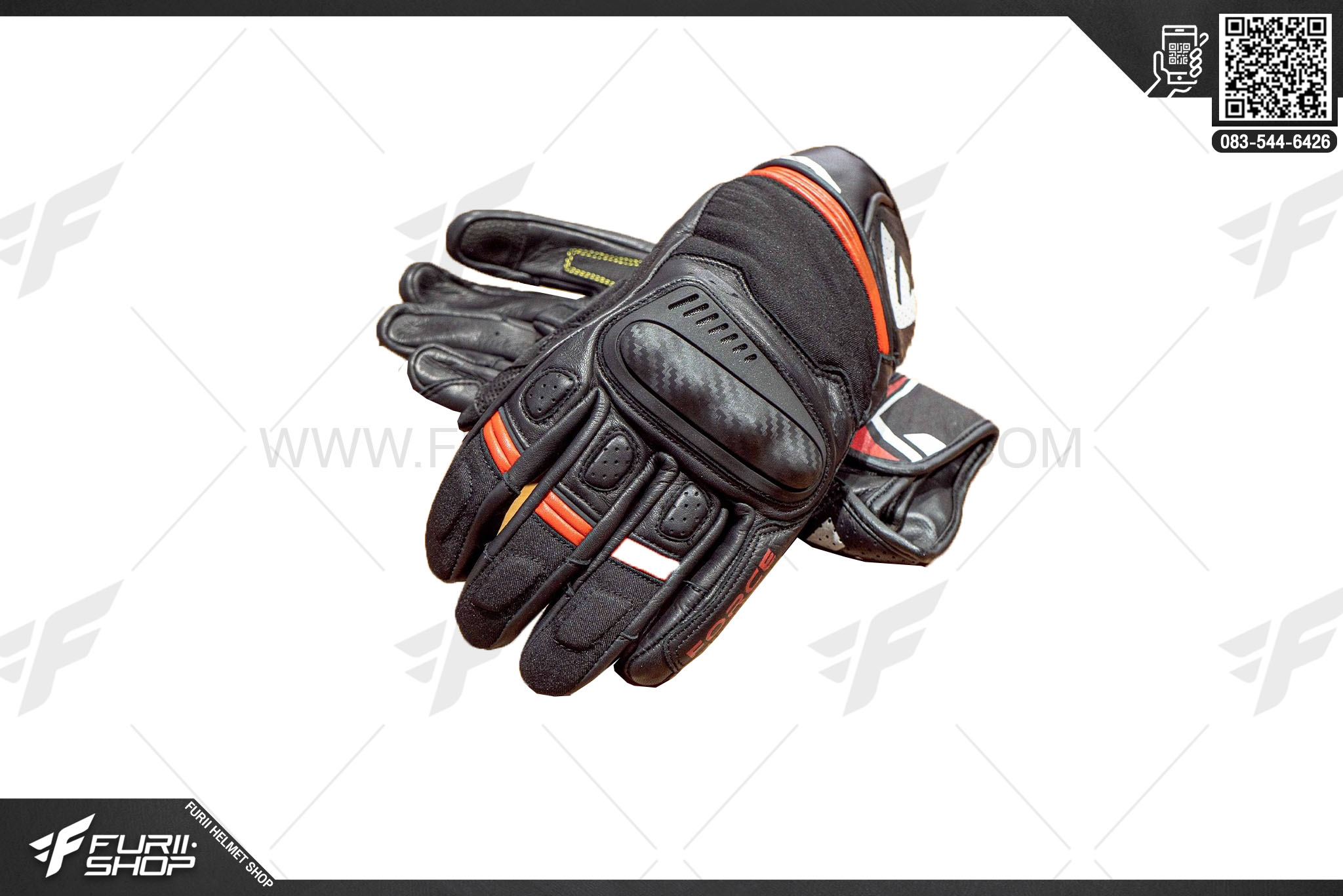 ถุงมือ Force Alpine Gloves made of Cowhide (Black/Red)