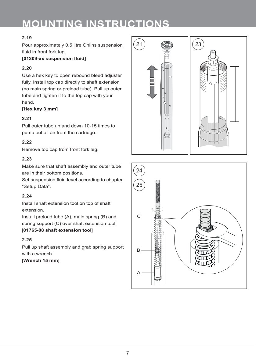 สปริงโช้คหน้า Ohlins 21944-02 For Kawasaki ZX4-R 2024