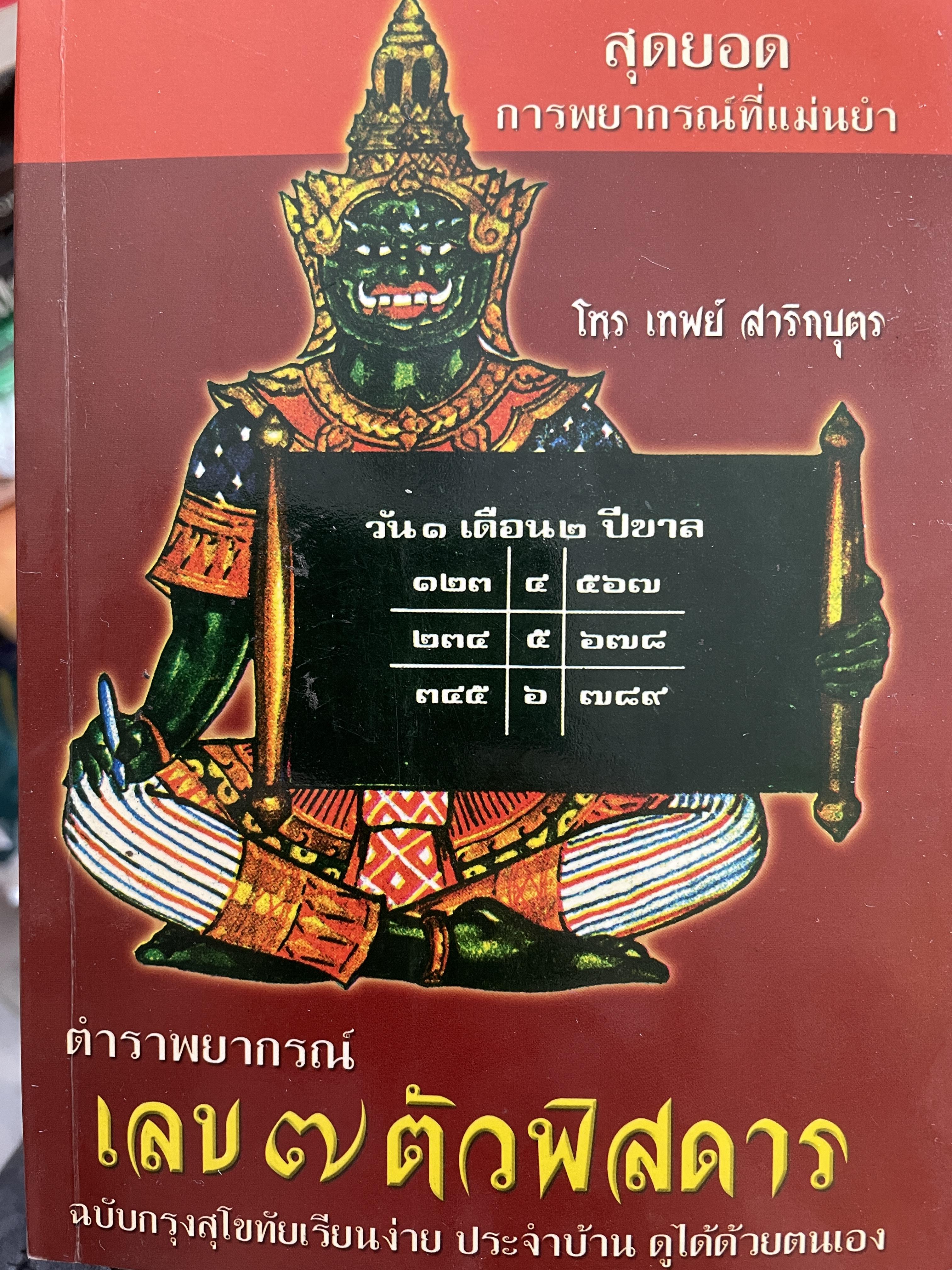 ตำราพยากรณ์ เลข 7 ตัวพิสดาร ฉบับกรุงสุโขทัย เรียนง่าย ประจำบ้าน ดูได้ด้วยตนเอง สุดยอดการพยากรณ์ โดย โหร เทพย์ สาริกบุตร 1,200 กรัม