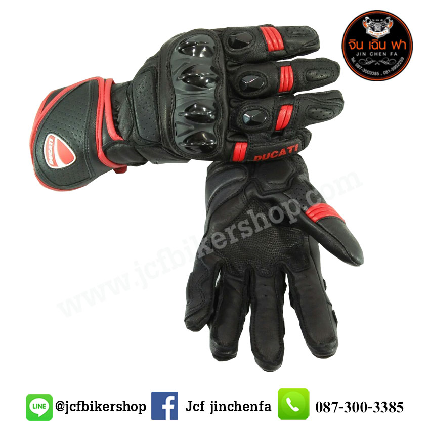 ถุงมือมอไซค์ ถุงมือมอเตอร์ไซค์ ถุงมือขับมอเตอร์ไซค์ ถุงมือ DUCATI ข้อยาว V2