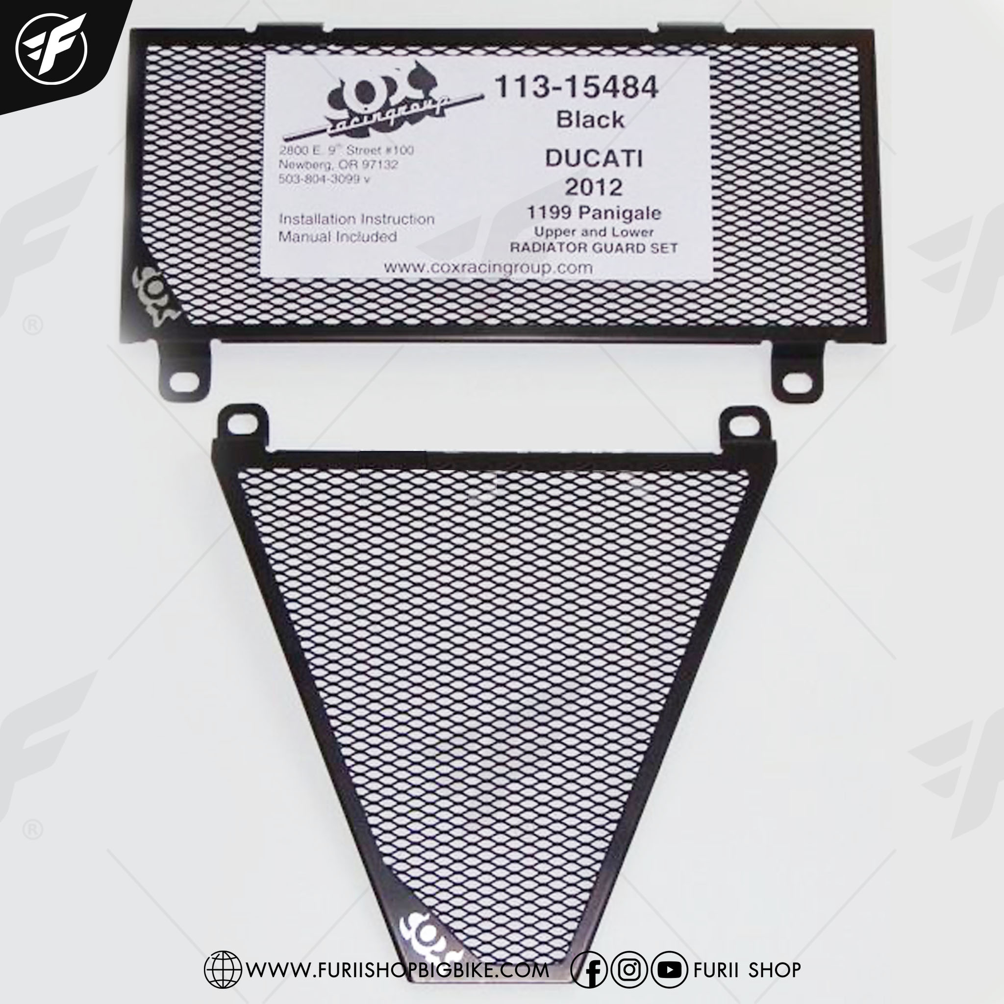 การ์ดหม้อน้ำบนล่าง COX RACING RADIATOR GUARD FOR Ducati 1199/899/1299/959 Panigale