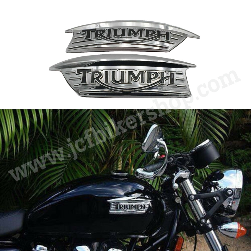 สติ๊กเกอร์โลโก้ตัวหนังสือ TRIUMPH พลาสติก Chrome.
