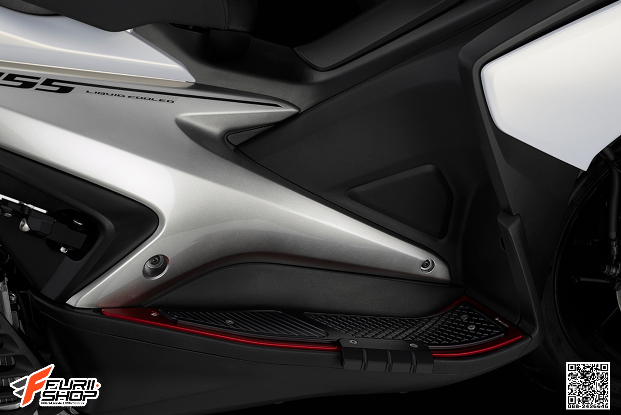 แผ่นวางเท้าพร้อมกันล้มด้านข้าง BIKERS สีแดง FOR YAMAHA AEROX155