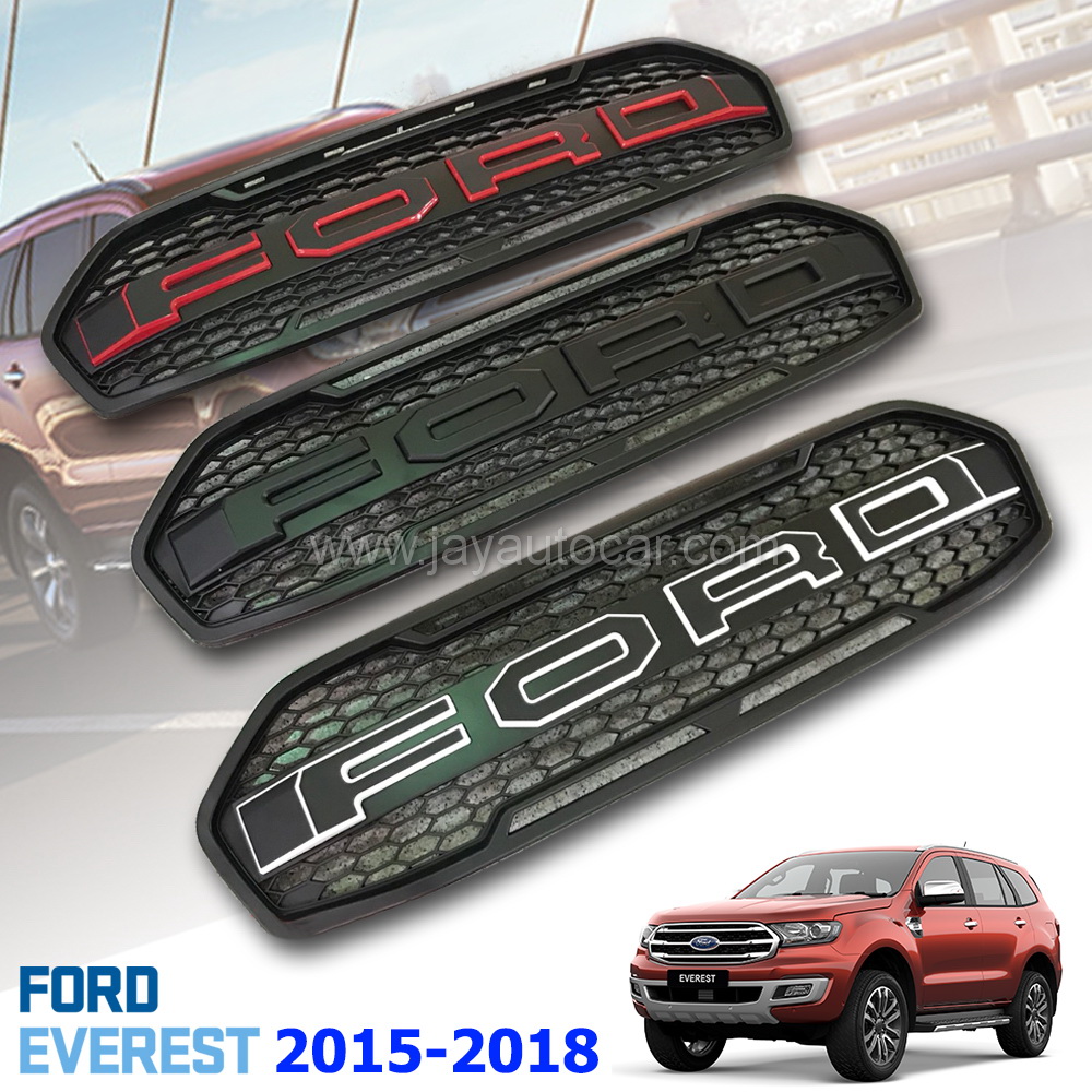 กระจังหน้าแต่ง กระจังหน้าโลโก้ FORD EVEREST 2015-2018 สำหรับ ฟอร์ด เอเวอเรสต์ ปี 2015-2018 โลโก้ FORD สีแดง สีดำ สีขาว