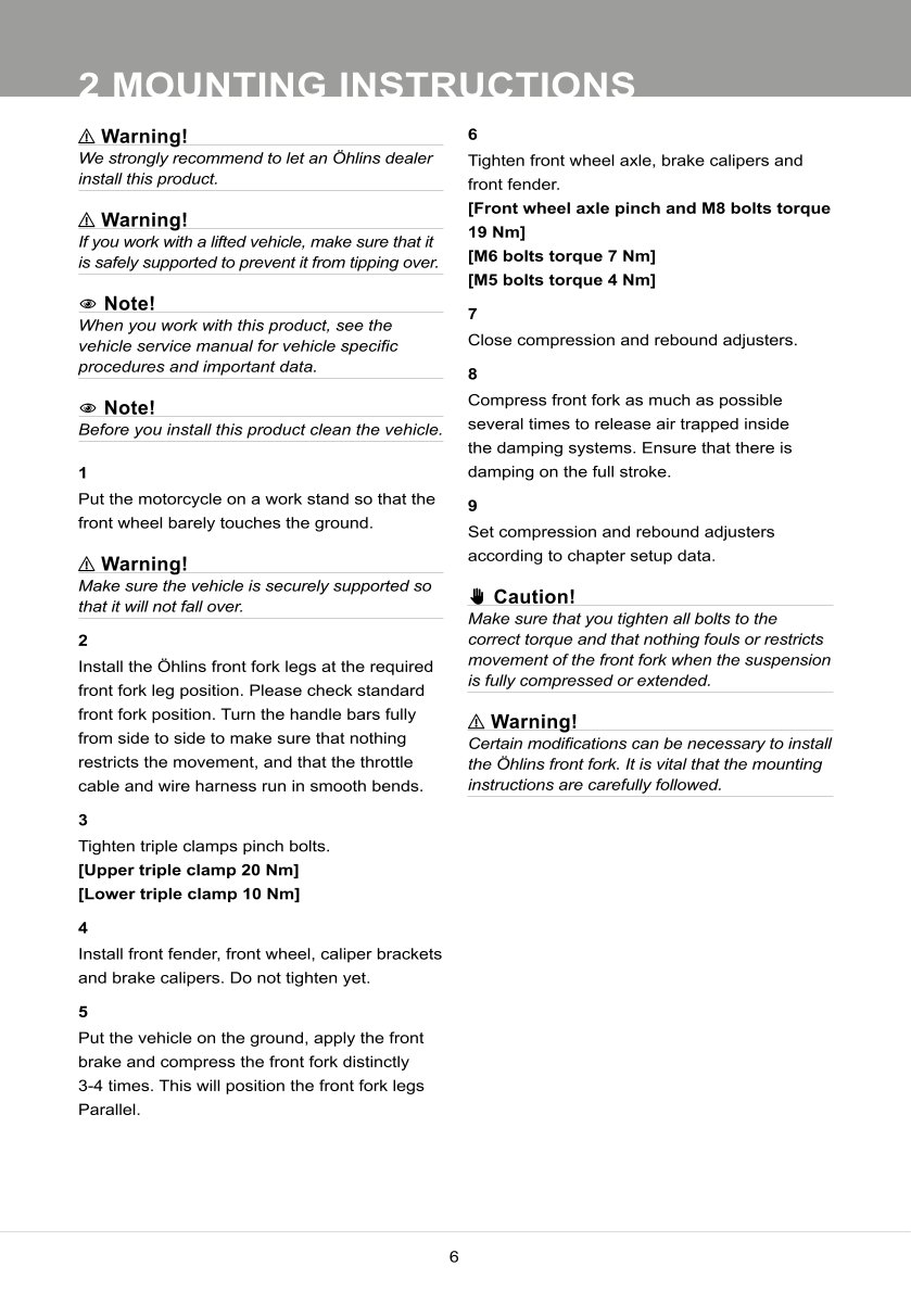 โช้คหน้า OHLINS FF520 FOR Universal Gold All