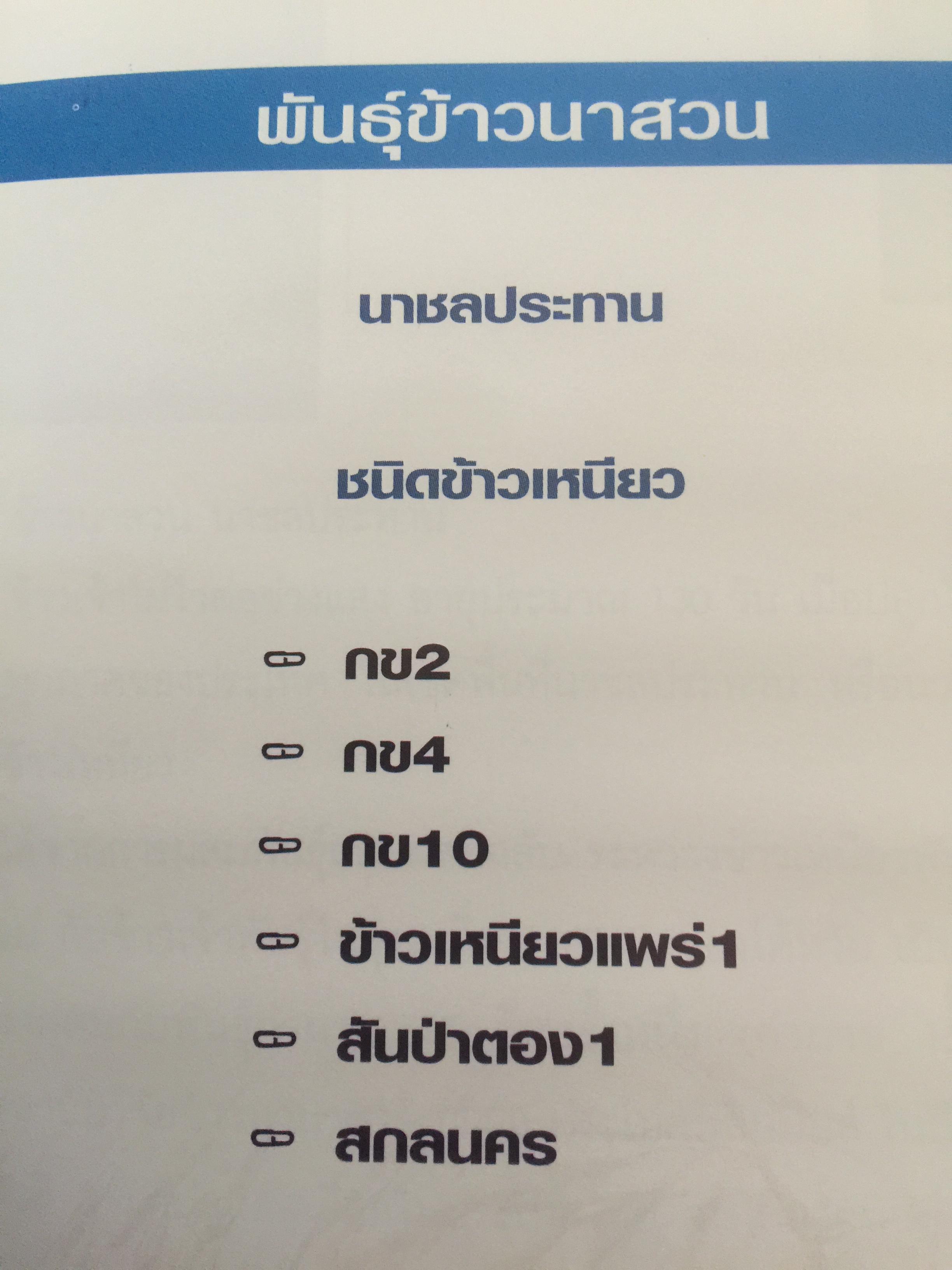 วิวัฒนาการพันธุ์ข้าวไทย. สถาบันวิจัยข้าวไทย กรมวิชาการเกษตร 0 กก.