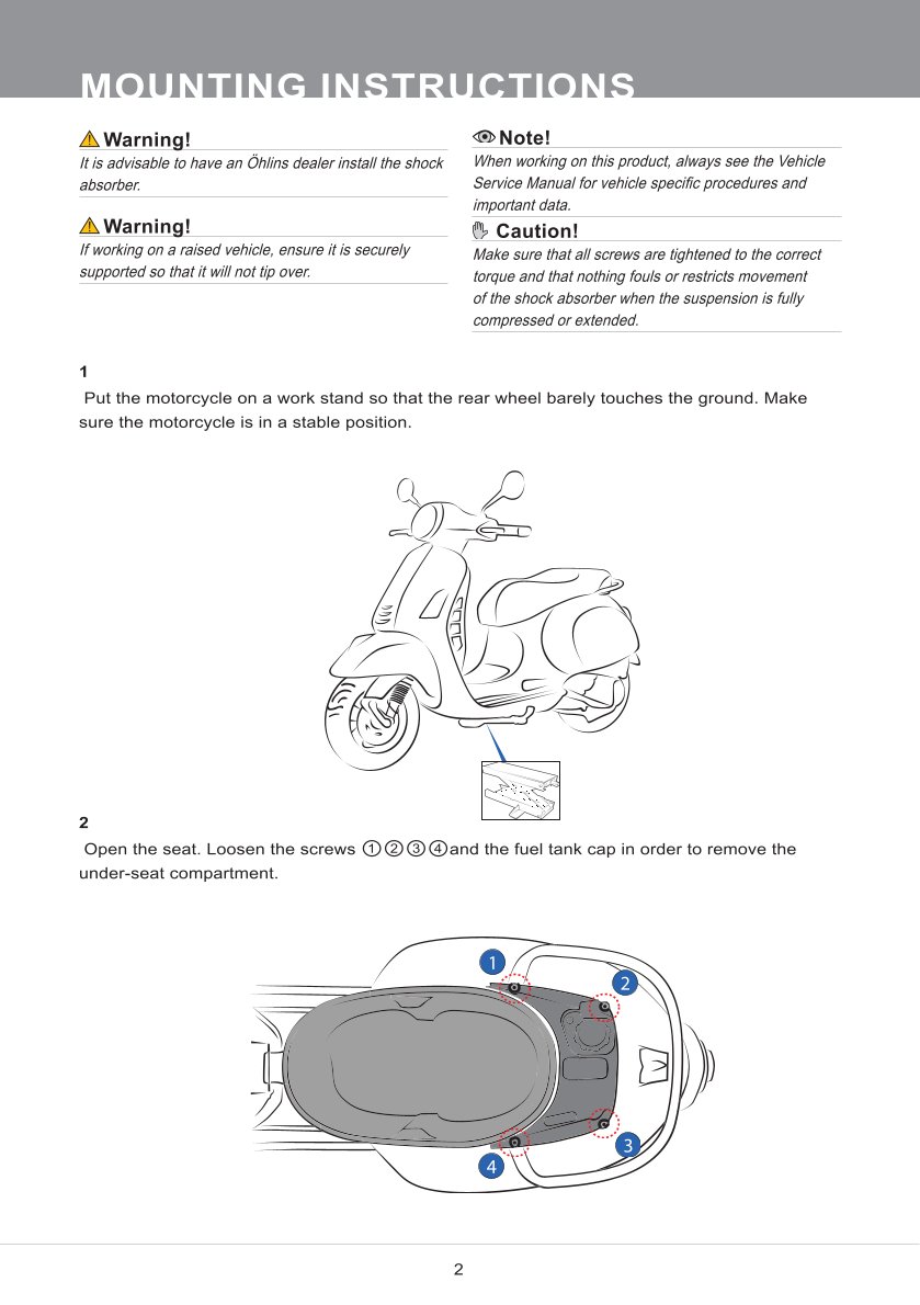 โช๊คหลังแต่ง Ohlins PI902 For Vespa GTS300 ปี 2019-2022