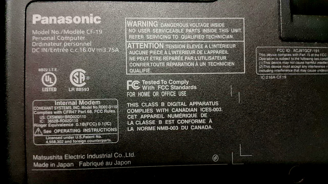 Panasonic CF-19 TOUGHBOOK Laptop (มือสอง)
