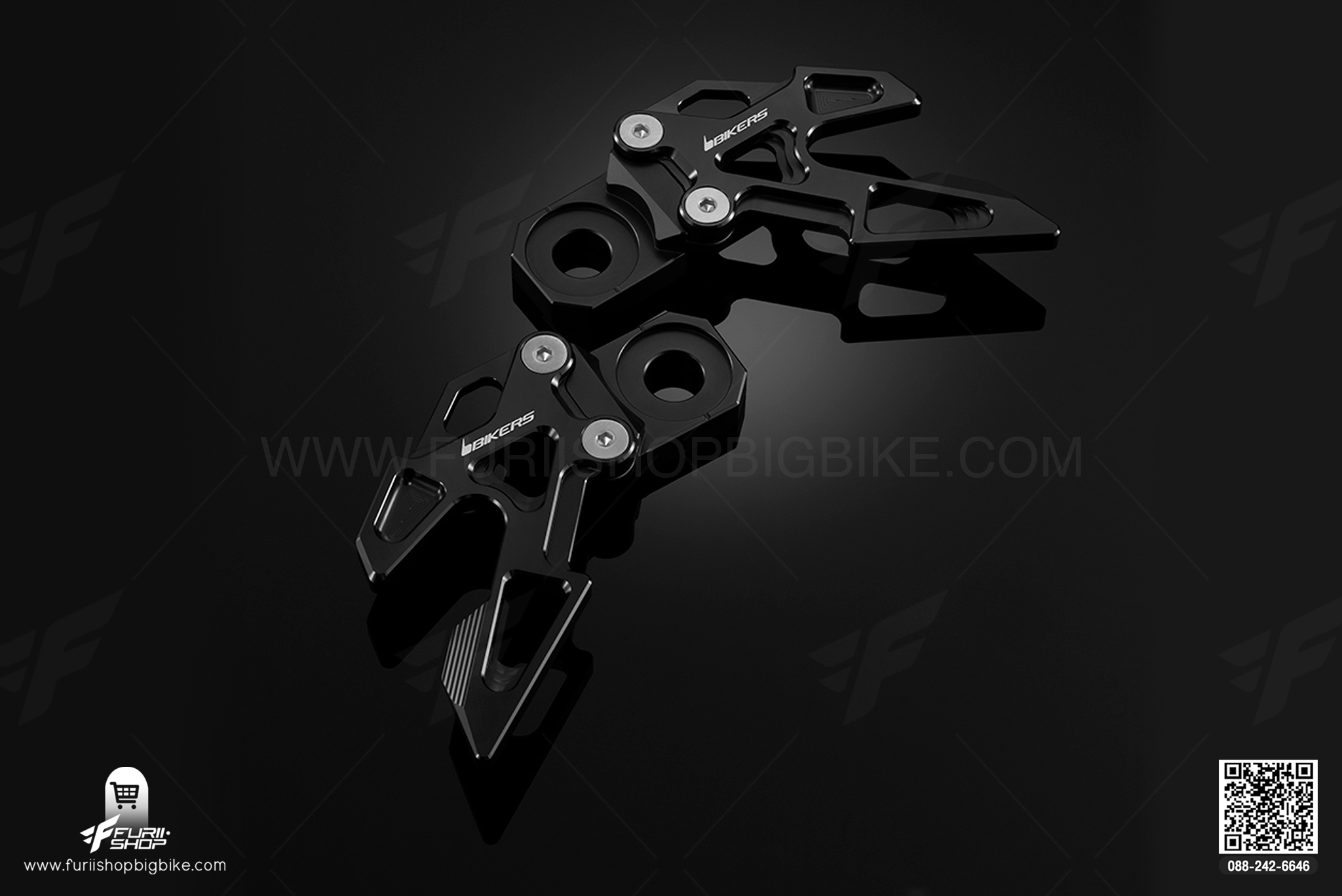 หางปลาพร้อมตัวตั้งโซ่ (Chain Adjusters With Stand hook) Kawasaki ER-6n ABS (ปี 2012-2016) Black Edition