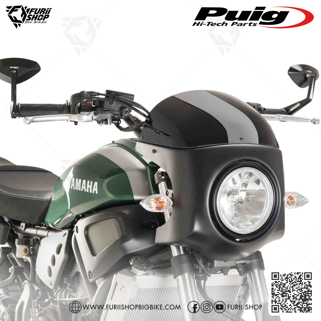 ชิลด์หน้า Puig Windshield Retro Semi Fairing Black : for Yamaha XSR700 2017-2020