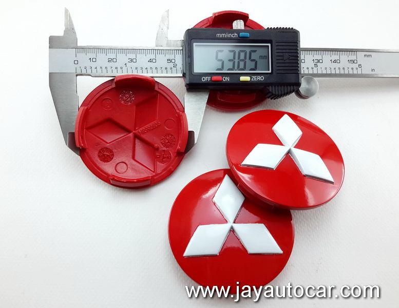 ฝาล้อรถยนต์ ฝาล้อแม็กซ์ ฝาล้อแต่ง MITSUBISHI สำหรับ ล้อแม็ก เดิม แท้ พื้นแดง โลโก้สีขาว 1ชุด 4ชิ้น ไซต์มาตรฐาน