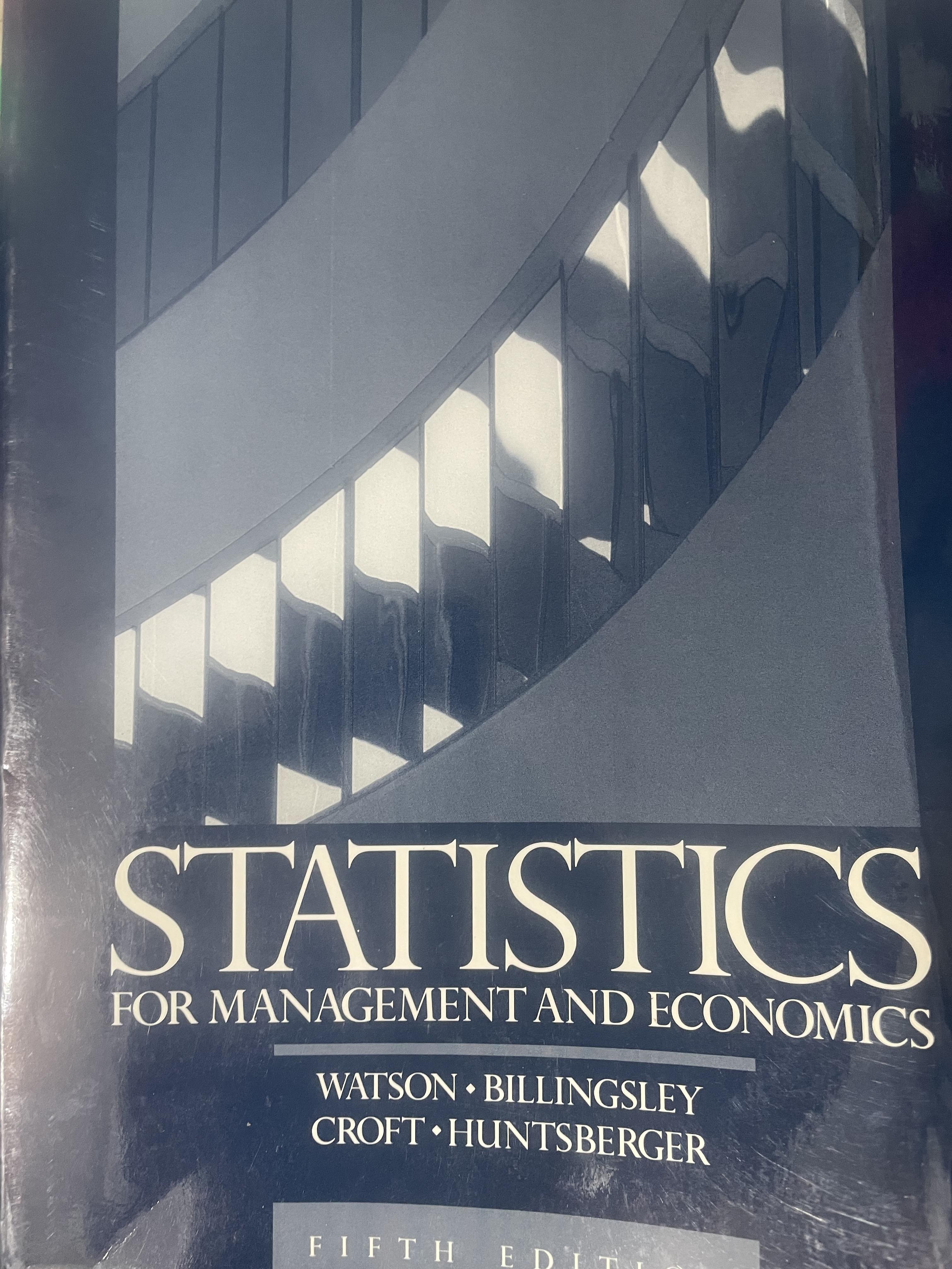 STATISTICS. FOR MANAGEMENT AND ECONOMICS. ผู้เขียน WATSON และคณะ 11 กก.
