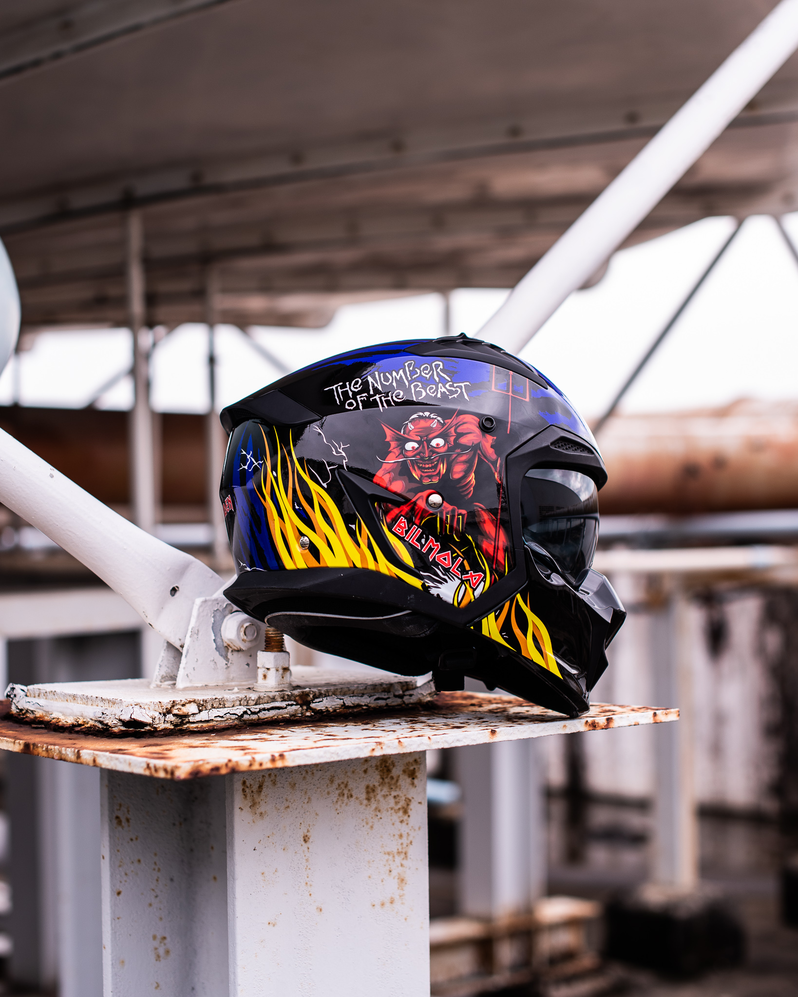 หมวกกันน็อคเต็มใบ Bilmola รุ่น SPIKER Iron Maiden LIMITED EDITION The Number of The Beast Blue