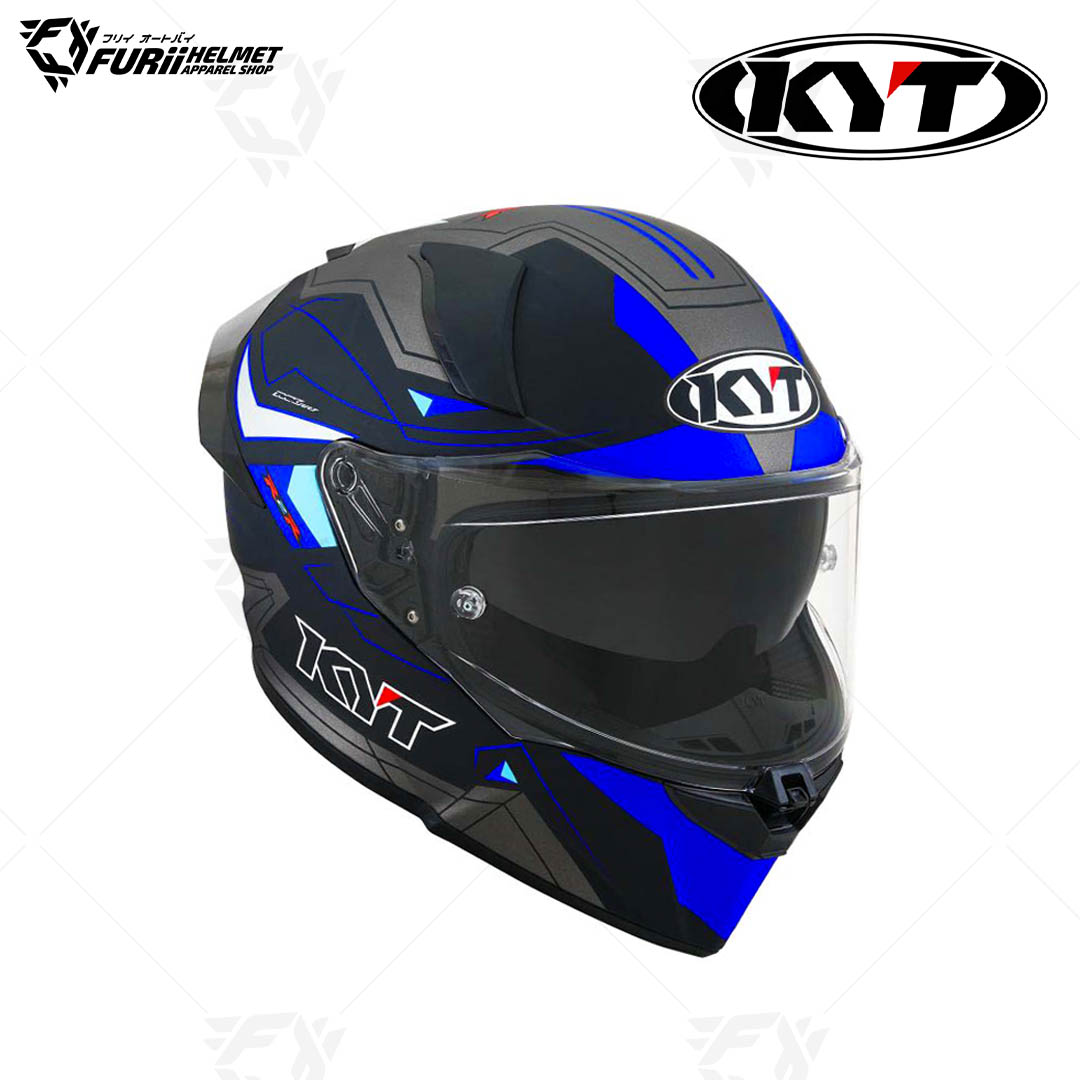 หมวกกันน็อค KYT : R2R PRO GRAPHICS LED MATT BLACK/BLUE
