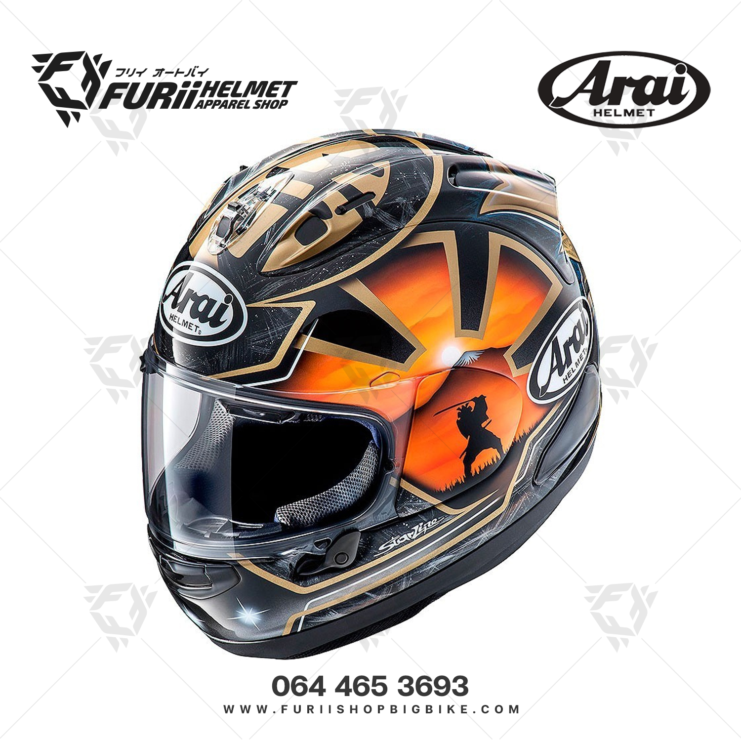 หมวกกันน็อคเต็มใบ Arai : RX-7V EVO Pedrosa Spirit Gold